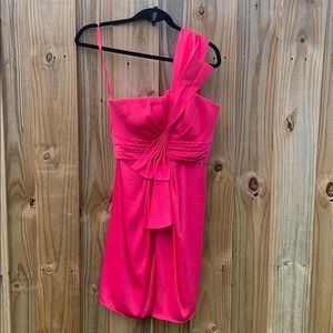 Hot Pink BCBG One Shoulder Mini Dress